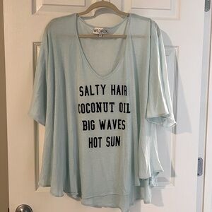 ORIGINAL Wildfox Swim ‘Salty Hair’ Cover Up blue oversized tee shirt tunic M EUC